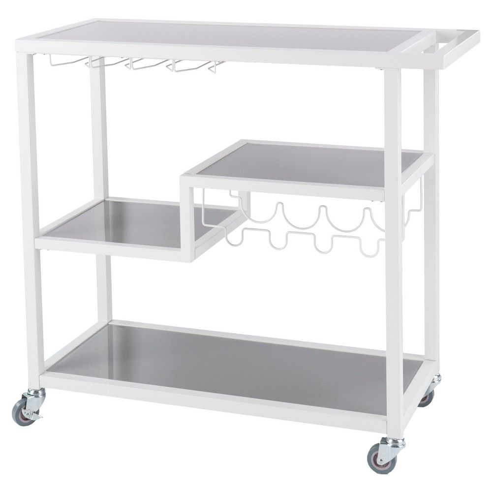 Zephs Bar Cart White With Smoky Gray - Holly & Martin | Target