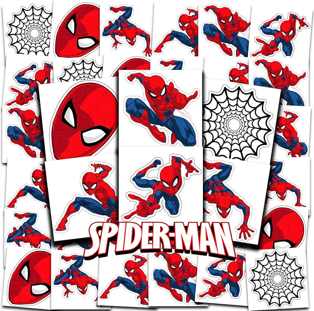 Marvel Spiderman Tattoos Party Favors Bundle ~ 72 Perforated Individual 2" x 2" Spiderman Tempora... | Amazon (US)