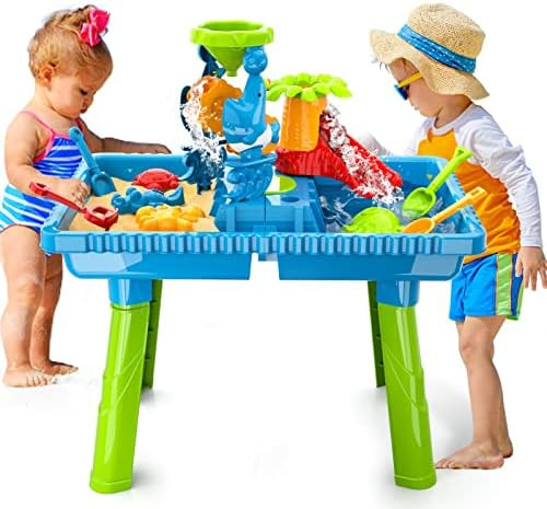 Bennol Kids Sand Water Table Toys for Toddlers, 2 in 1 Outdoor Sand and Water Play Table Beach To... | Amazon (US)