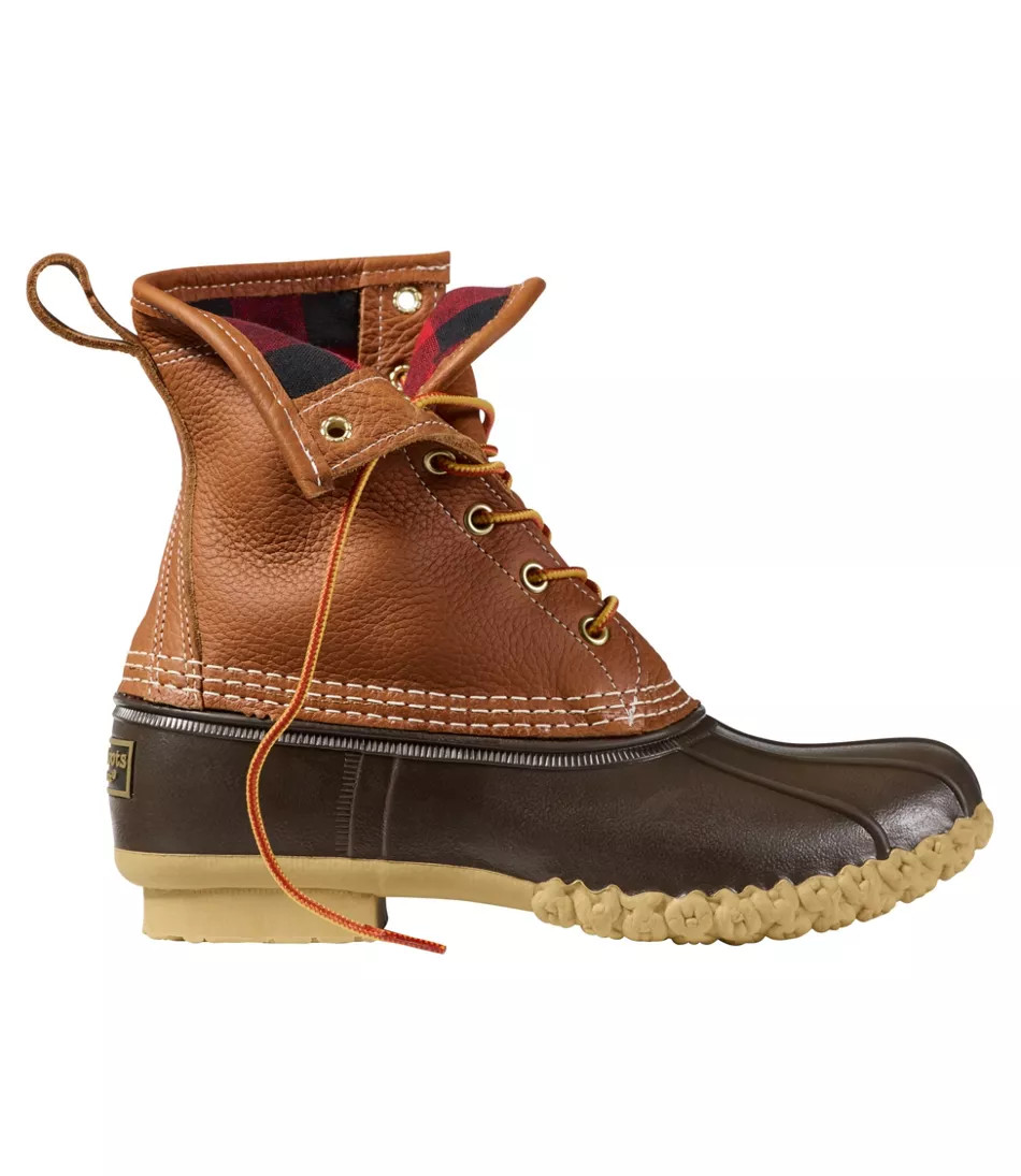 Women's Bean Duck Boots 8", Flannel-Lined Insulated Classic Brown/Bean Boot Brown/Gum 5.5(B), Leather/Rubber L.L.Bean | L.L. Bean