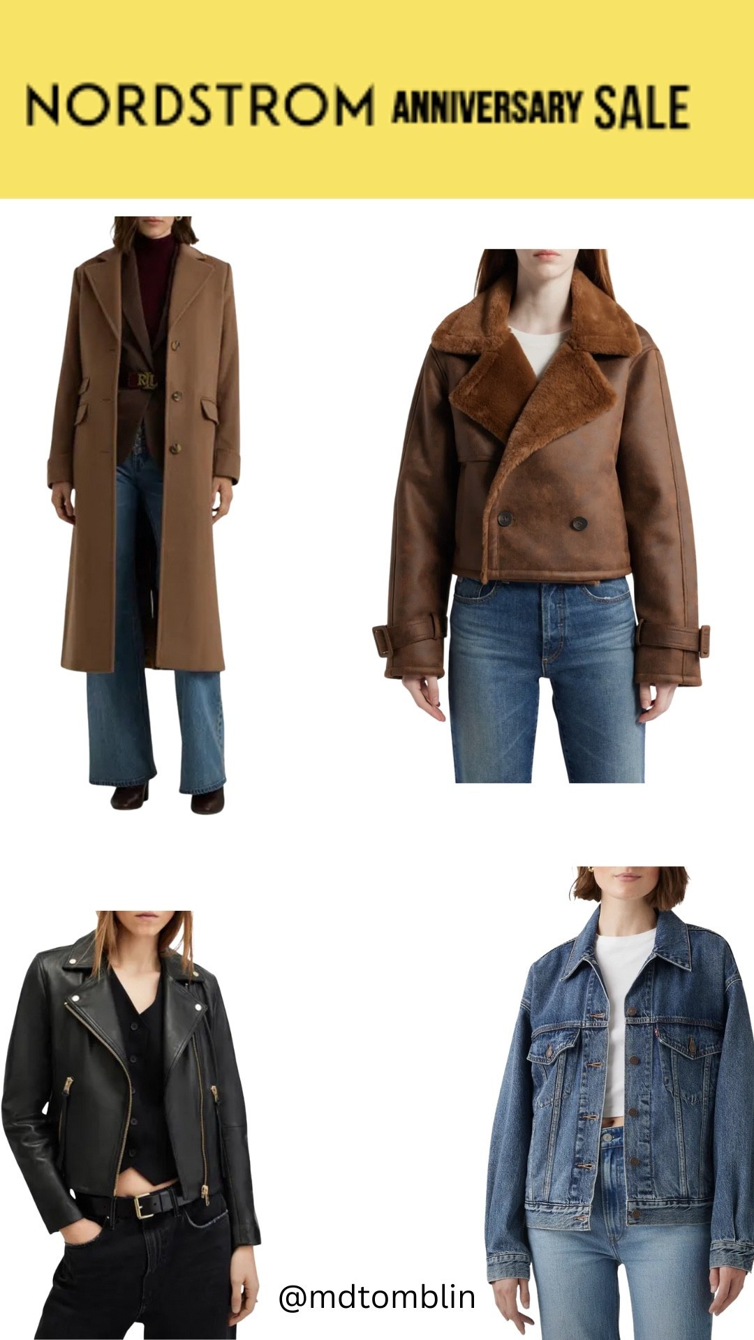 Nordstrom anniversary sale. Coats and jackets. Leather coat. Jean coat  