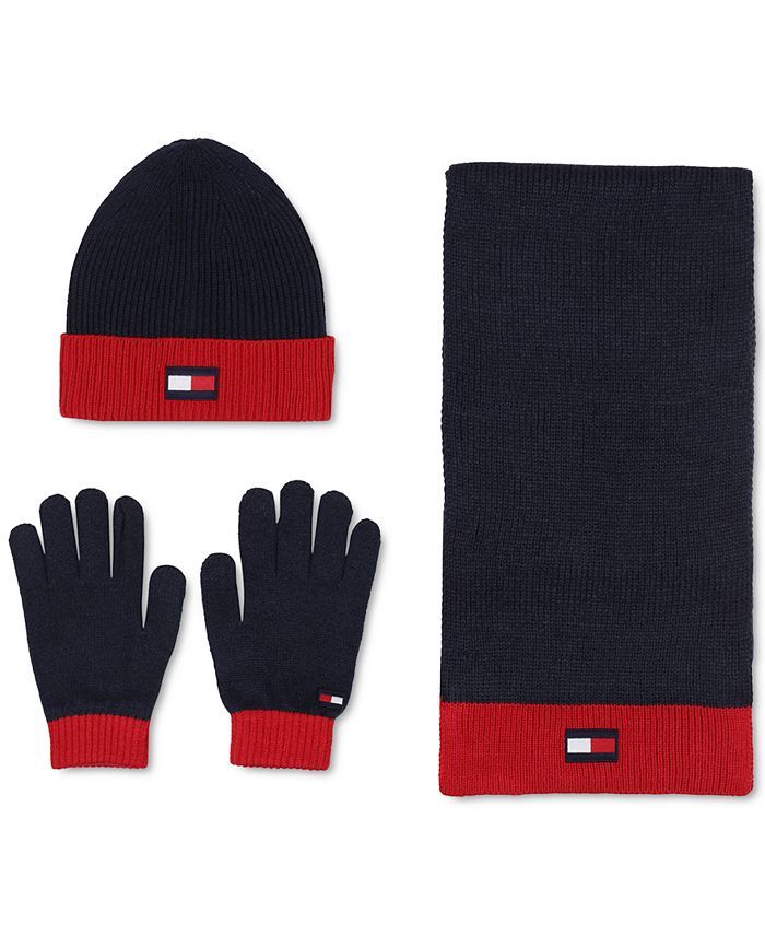 Tommy Hilfiger Men's Flag Patch Beanie, Gloves & Scarf Set & Reviews - Hats, Gloves & Scarves - M... | Macys (US)