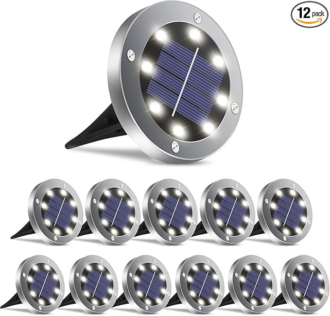 Solar Lights Outdoor,Upgraded Waterproof Solar Garden Lights Pathway Lights In-Ground Landscape L... | Amazon (US)