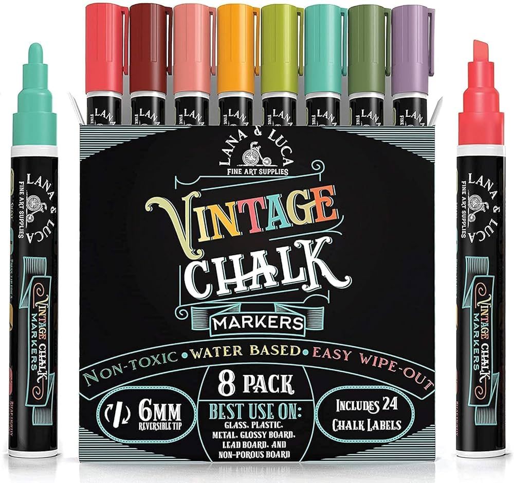 LANA & LUCA Liquid Chalk Markers - Wet Erase Marker Pens - for Chalkboards Signs, Windows, Blackb... | Amazon (US)