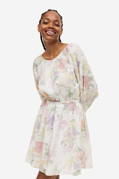 Balloon-sleeved Open-backed Dress | H&M (US + CA)
