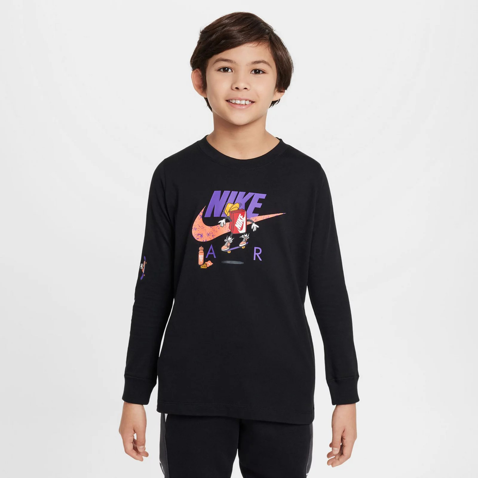 Nike Air Sportswear Big Kids' Long Sleeve Tee, Boy's, Size: Small, Black | Kohl's