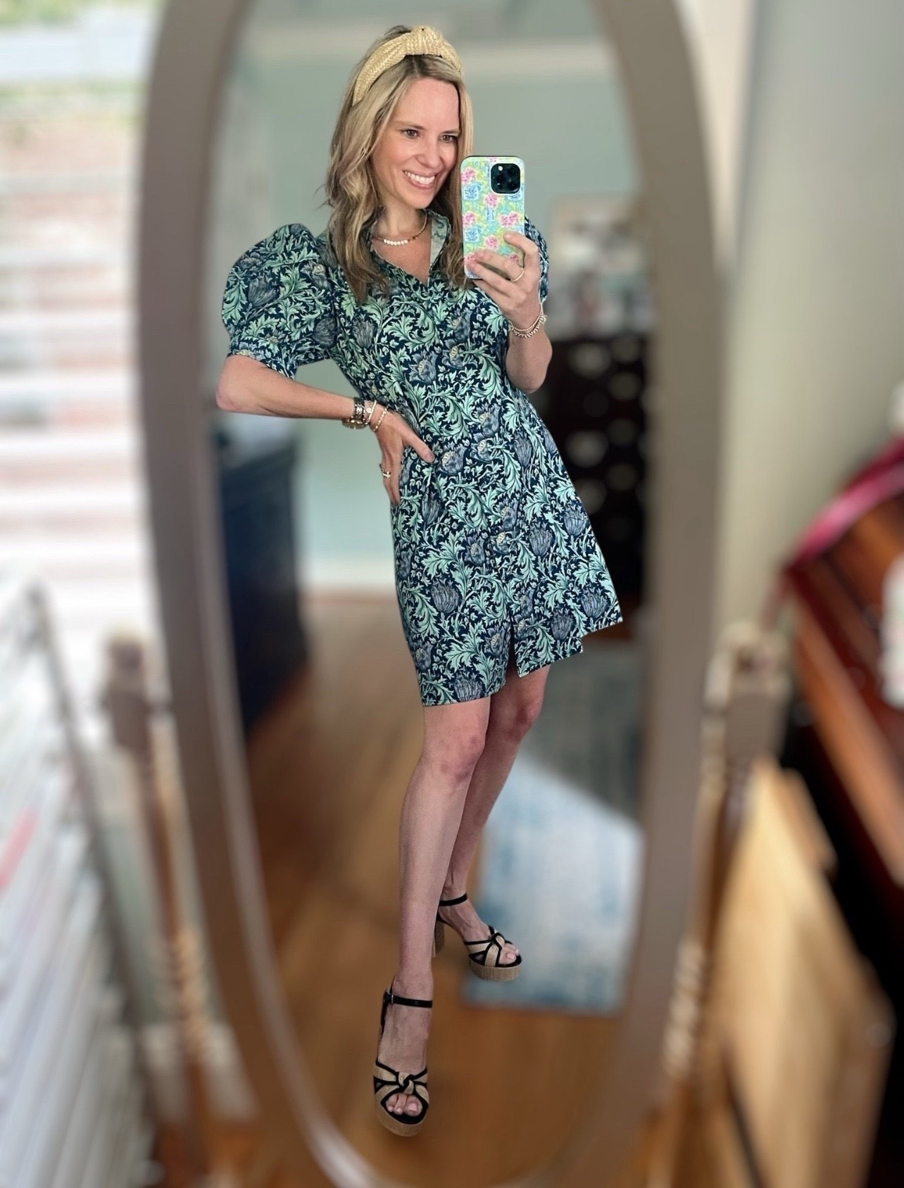 Wearing size S in this stunning Amazon find from LifeShe! This $42.98 cotton puff-sleeve mini dress features a ruffle collar, button front, and hidden side pockets. The blue and green floral print gives off total vintage Tuckernuck vibes at a fraction of the price! I styled it with raffia wedges, a straw knotted headband, and bold gold hoops. Perfect for a summer lunch, casual shower, or brunch on the patio! ☀️💐

👜 Dress: size S – Amazon
👡 Shoes: raffia platforms
💛 Earrings, bracelets, necklace: Melinda Maria – use code PREPPYREBEL for 10% off!
🎀 Headband: straw textured twist style – Amazon

#AmazonFashion #SummerStyle #FloralDress #PuffSleeveDress #LTKunder50 #LTKsummer #MelindaMaria #PREPPYREBEL #TuckernuckVibes #BohoChic #BrunchLook #CasualStyle #AmazonFinds

#LTKFindsUnder50 #LTKFindsUnder100 #LTKOver40

#LTKOver40 #LTKFindsUnder50 #LTKFindsUnder100