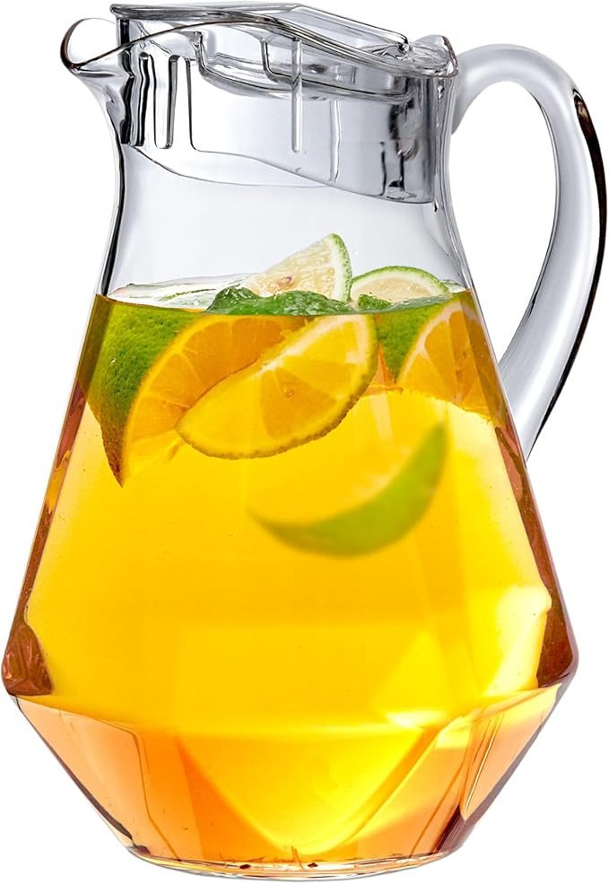 Amazing Abby - Sparkly - Plastic Pitcher (64 oz, 2 Quart), Clear Water Pitcher with Lid, Fridge J... | Amazon (US)