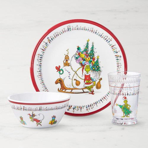 The Grinch(TM) Kids Melamine Dinnerware Set | Williams-Sonoma