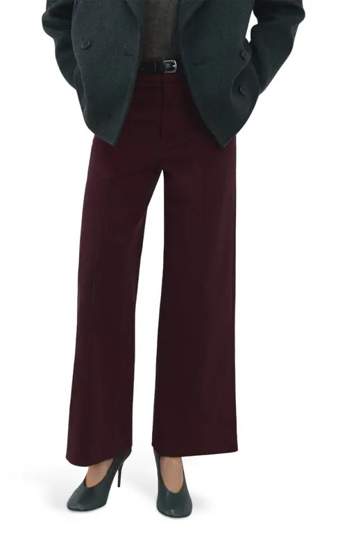 MANGO Seamed High Waist Wide Leg Jeans in Wine at Nordstrom, Size 2 | Nordstrom