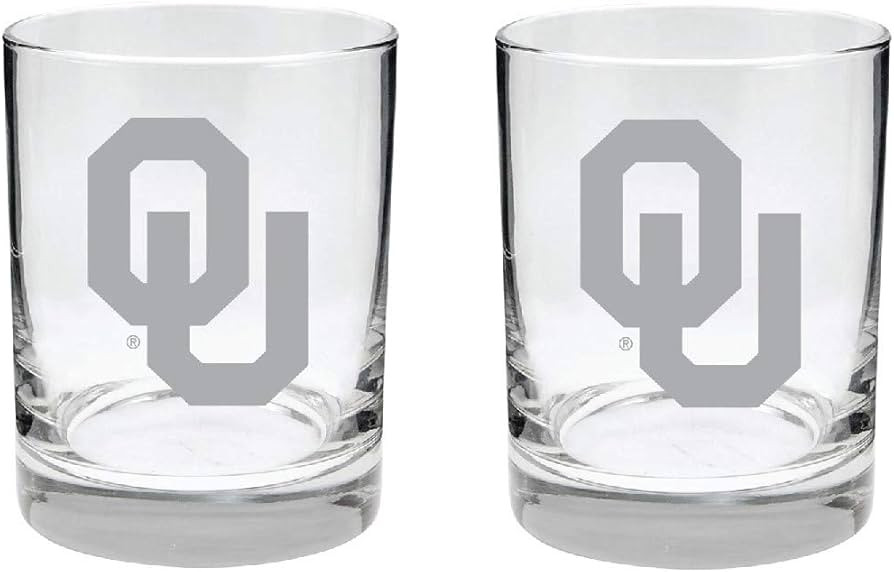 Oklahoma Sooners 2-Sided Etched Satin Finish Rocks Glass Set of 2 | Amazon (US)