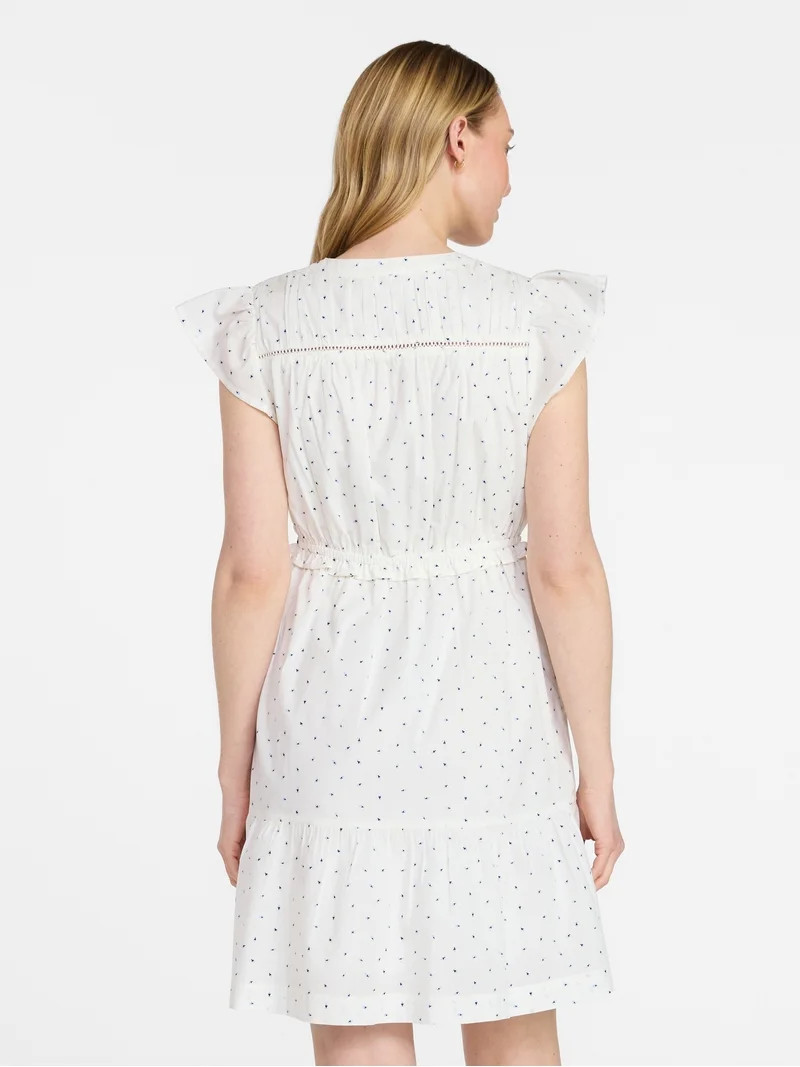 Time and Tru Women's Cotton Flutter Sleeve Mini Dress, Sizes XS-XXXL | Walmart (US)