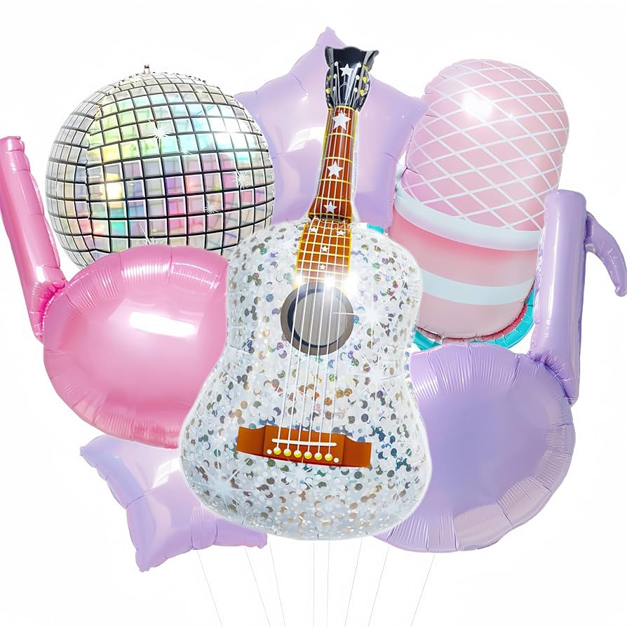 7Pcs Pink Purple Music Note Balloons for Singer Fans Party Decoration/Tayl Singer Birthday Decor/... | Amazon (US)