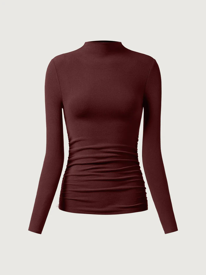 Thermal Ruched Sides Tuckable Mockneck Top | OGLmove