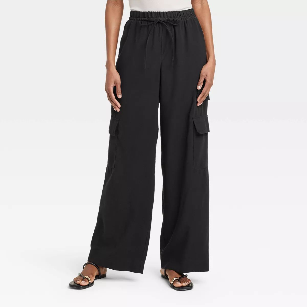Women's High-Rise Wide Leg Cargo Pants - A New Day™ Black S | Target