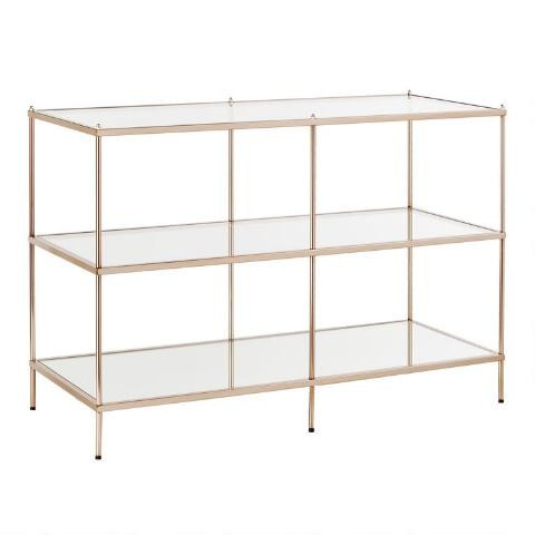 Gold Metal and Glass Aurora Console Table with Shelves | World Market