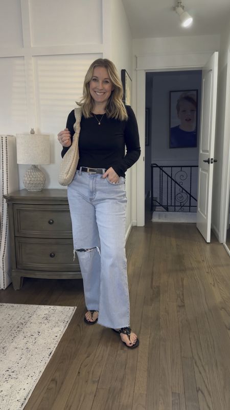 Styling light wash jeans for warm weather with flats! Perfect for casual spring or summer outfits. Easy breezy, comfortable and they all look chic & stylish! 
Small top. Tts jeans  

#LTKVideo #LTKstyletip #LTKSpringSale