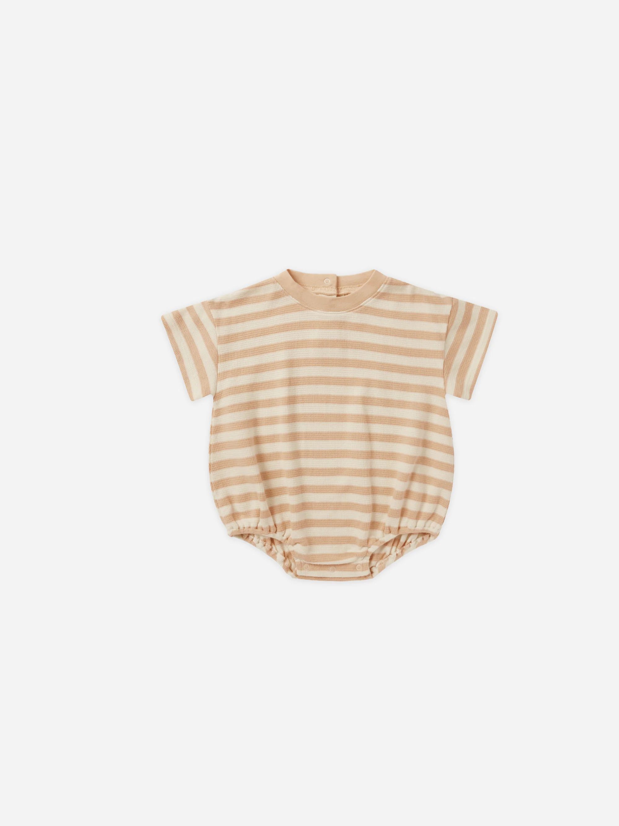 Relaxed Bubble Romper || Apricot Stripe | Rylee + Cru