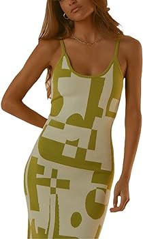 Bodycon Dresses for Women Summer Knit Hollow Out Sexy Night Out Midi Maxi Dress Sleeveless Long C... | Amazon (US)
