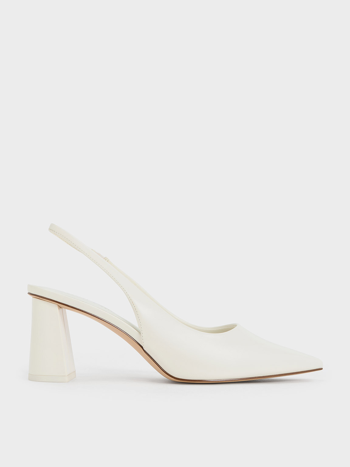 White Trapeze Heel Slingback Pumps | CHARLES & KEITH UK | Charles & Keith UK