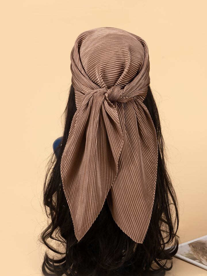 1pc Minimalist Solid Pleated Scarf For Daily Life For Outdoor And Traveling Bandana,Hair Band,Hea... | SHEIN