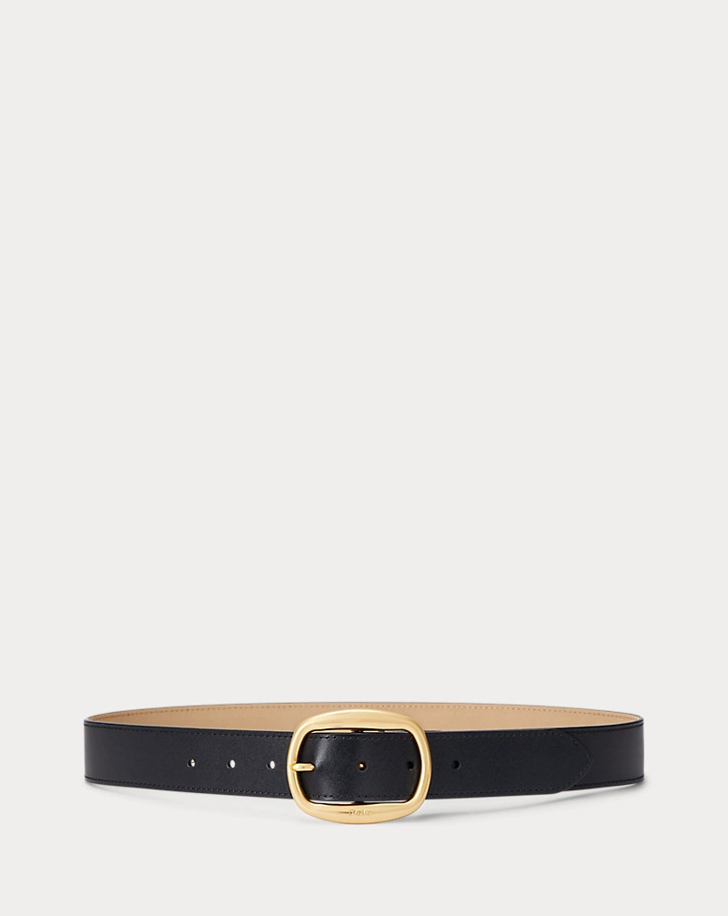 Oval-Buckle Leather Belt for Women | Ralph Lauren® UK | Ralph Lauren (UK)