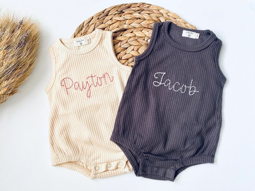 Personalized Baby Romper - Organic Baby Romper - Gender Neutral Baby Outfit - Embroidered Baby Ou... | Etsy (US)