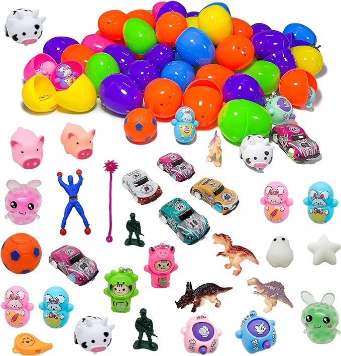 50 Set Toy Filled Easter Eggs for Kids Boys Girls Easter Eggs Hunt, Prefilled Easter Eggs with To... | Amazon (US)
