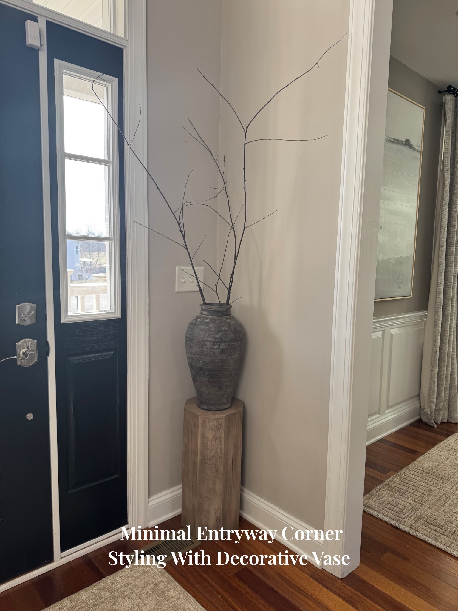 This neutral entryway corner is styled with a large decorative floor vase and natural branches for an effortless, minimalist look. Tall floor vases are one of my favorite ways to decorate empty corners, especially in entryways, living rooms, or open-concept spaces. This simple styling adds height, texture, and visual interest without overwhelming the space. If you’re looking for modern neutral home decor, entryway styling ideas, or minimalist corner decor, this is an easy and timeless solution.

#entrywaydecor
#neutralhomedecor
#minimalhomestyle
#modernclassicdecor
#homedecorinspo
#cozyhome
#interiorstyling
#neutralinteriors

#LTKHome