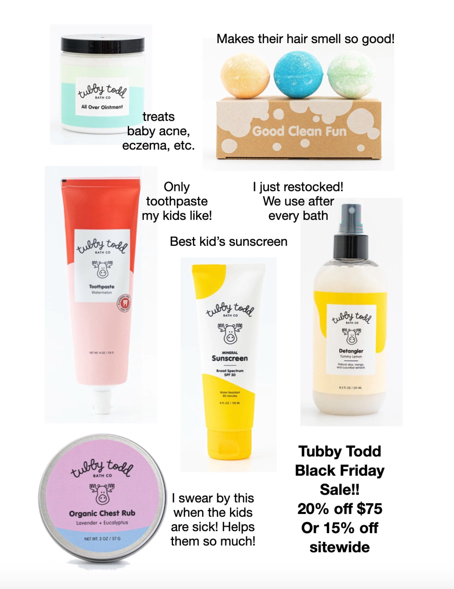 Tubby Todd is the only thing we use in our house on the kids! We love their bath bombs and detangler and toothpaste- well, basically everything they carry!! 

#LTKCyberweek #LTKunder50 #LTKkids