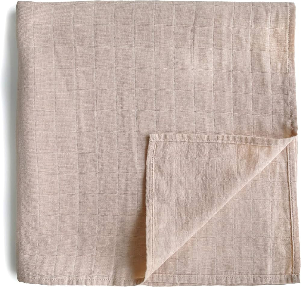 mushie Muslin Baby Swaddle Blanket | 100% Organic Cotton (Blush) | Amazon (US)