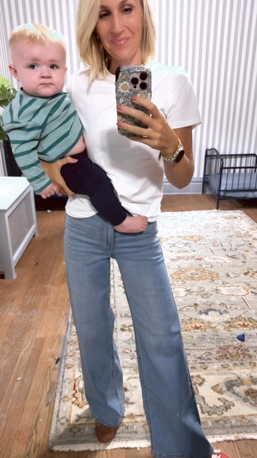 Shirt runs a little big. I’m in a small and normally prefer a medium. Size up 1 in the denim. Regular length is perfect on me (not quite 5’7)