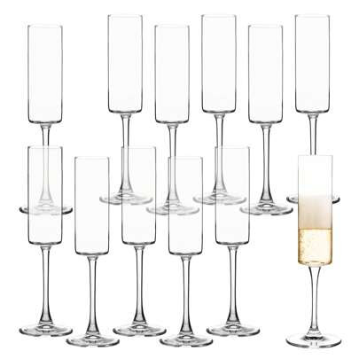 Elegant 12-PCS Champagne Flute Set – 6 Oz Crystal-Clear Glassware For Celebrations – Ideal For Weddings, Anniversaries, Christmas & Birthdays | SHEIN