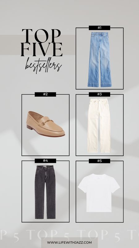 This week’s top 5 bestsellers: 

1. Jcrew denim trousers - if you’re not curvy, I’d recommend sizing down one + I would recommend getting the petite length if you’re under 5’4” 
2. Sam Edelman Lorraine loafers - tts, comfortable 
4. Abercrombie 90s relaxed jeans in bone in raw hem wash, great straight leg jean option for my taller ladies, available in several washes + lengths 
5. Abercrombie ankle wash jeans - available in several washes + lengths, I wear size 25 in the regular length
6. Everlane cotton box cut tee 

#LTKSeasonal