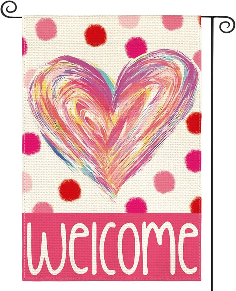 AVOIN colorlife Valentines Day Love Heart Garden Flag 12x18 Inch Double Sided Outside, Polka Dots... | Amazon (US)