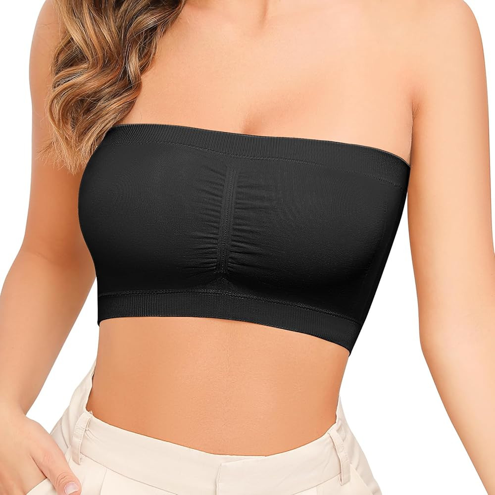 Strapless Wireless Bras for Women Bandeau Bra Seamless Comfort Wirefree Padded Tube Top Bra | Amazon (US)