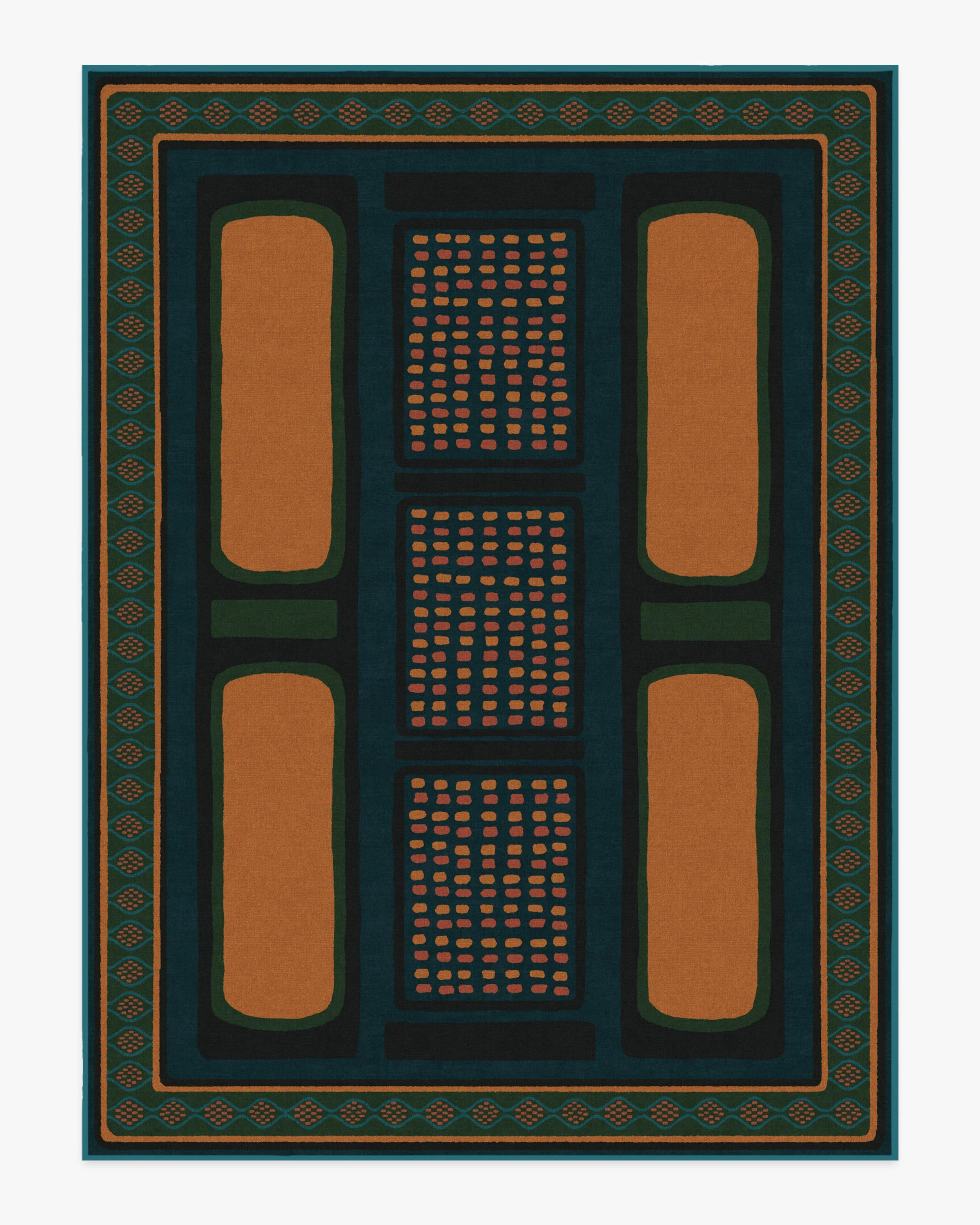 Architectural Digest Nerissa Teal & Gold Tufted Rug | Ruggable | Ruggable