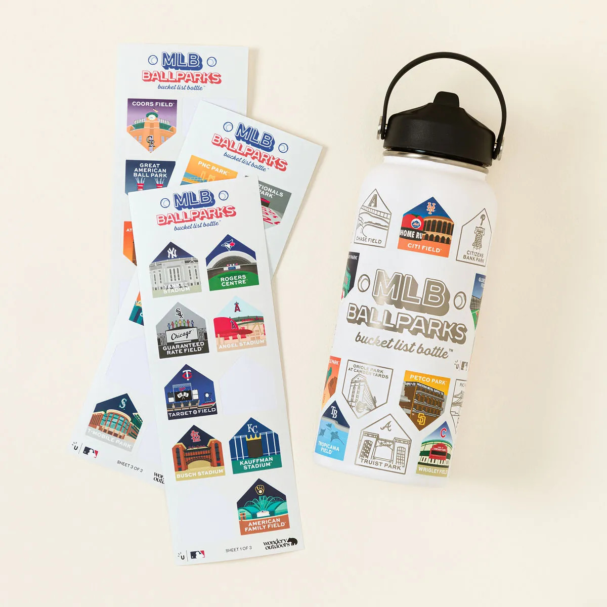 MLB Ballparks Bucket List Water Bottle | UncommonGoods