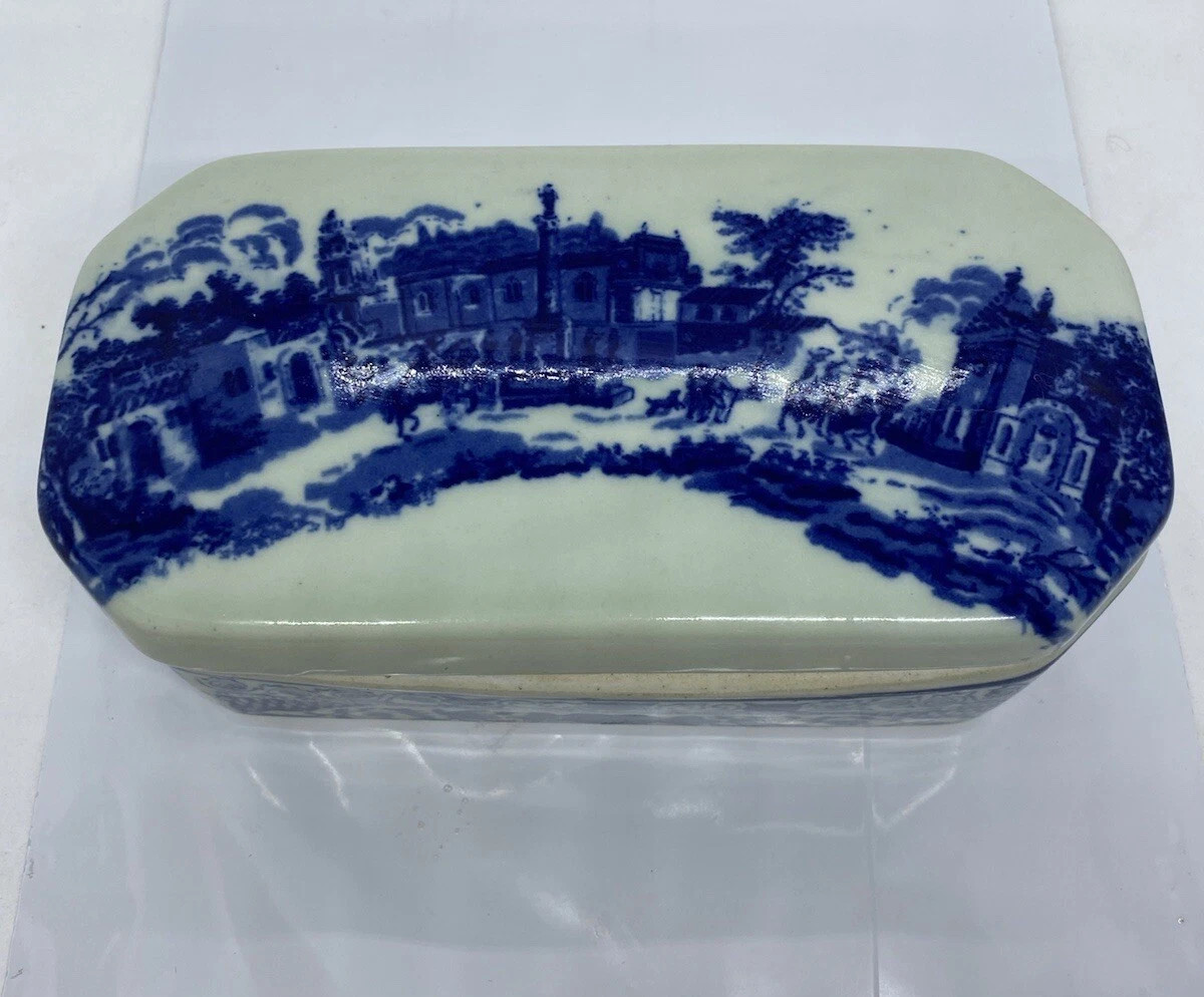 Vintage Flow Blue Style Porcelain Trinket Box Victorian Or Asian￼ EUC | eBay US