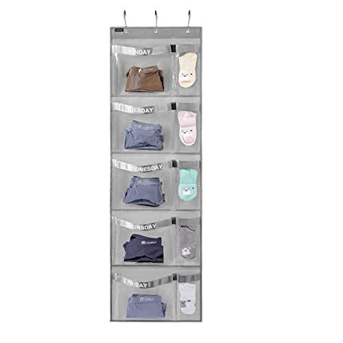 ANZORG Weekly Kids Clothes Organizer Day of Week School Clothing Storage Monday to Friday Hanging Closet Organizer (Grey) | Amazon (US)