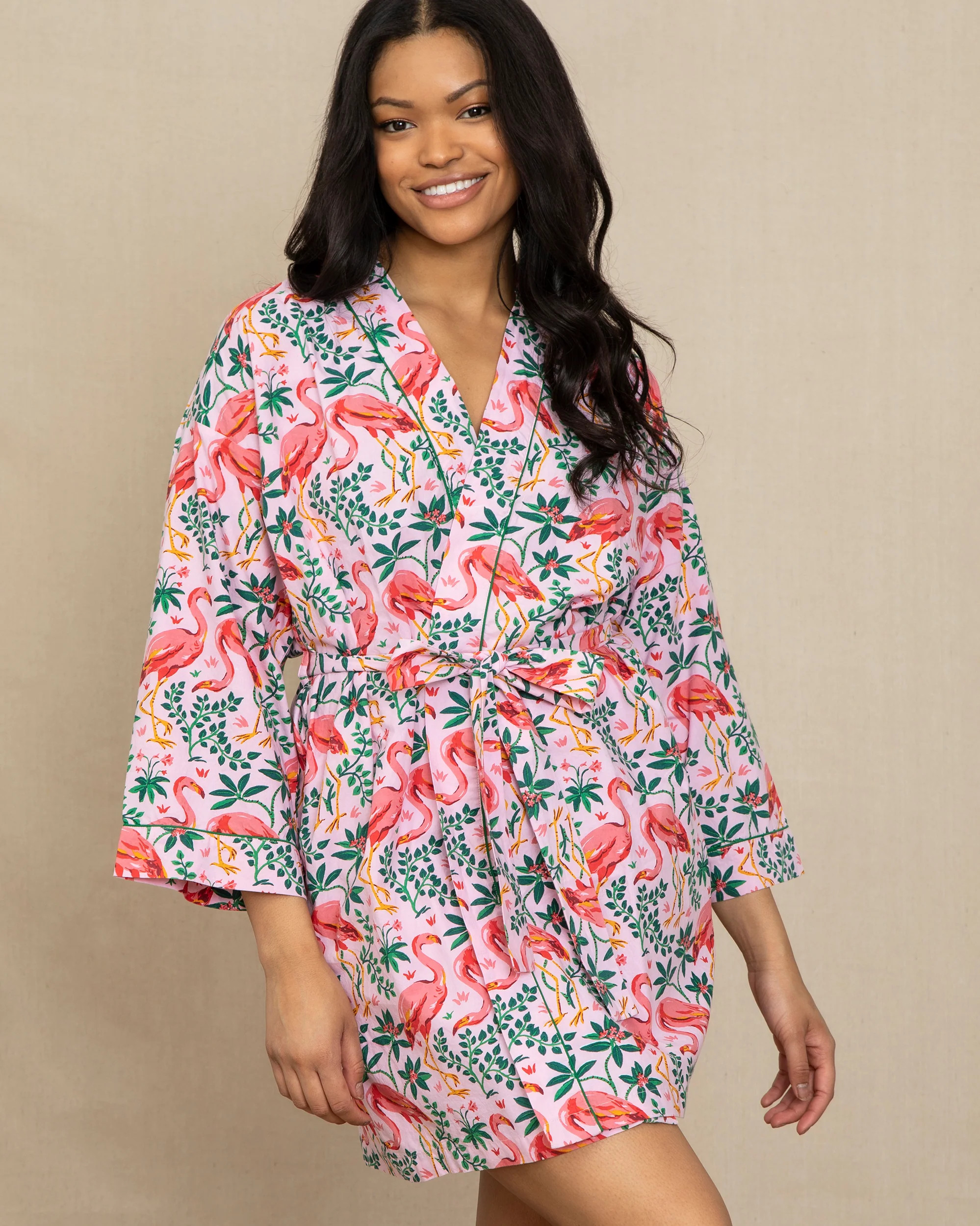 Flock of Flamingos - Getting Ready Robe - Rose | Printfresh
