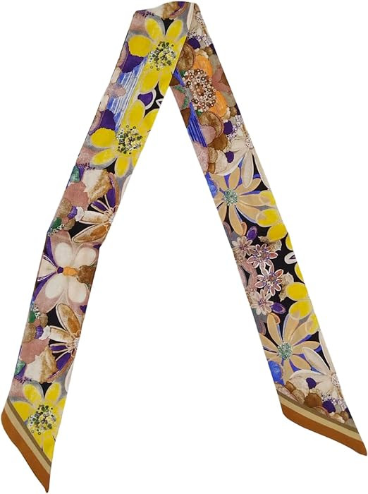 100% Mulberry Silk Scarf, 2x33.5in Skinny Ribbon for Neck Hair Bag | Amazon (US)