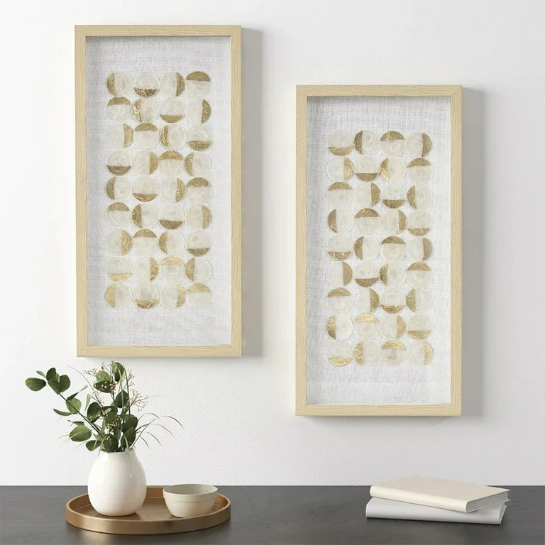 Aurelian Emblem Natural Capiz with Gold Foil 2-piece Shadowbox Wall Decor Set - Walmart.com | Walmart (US)