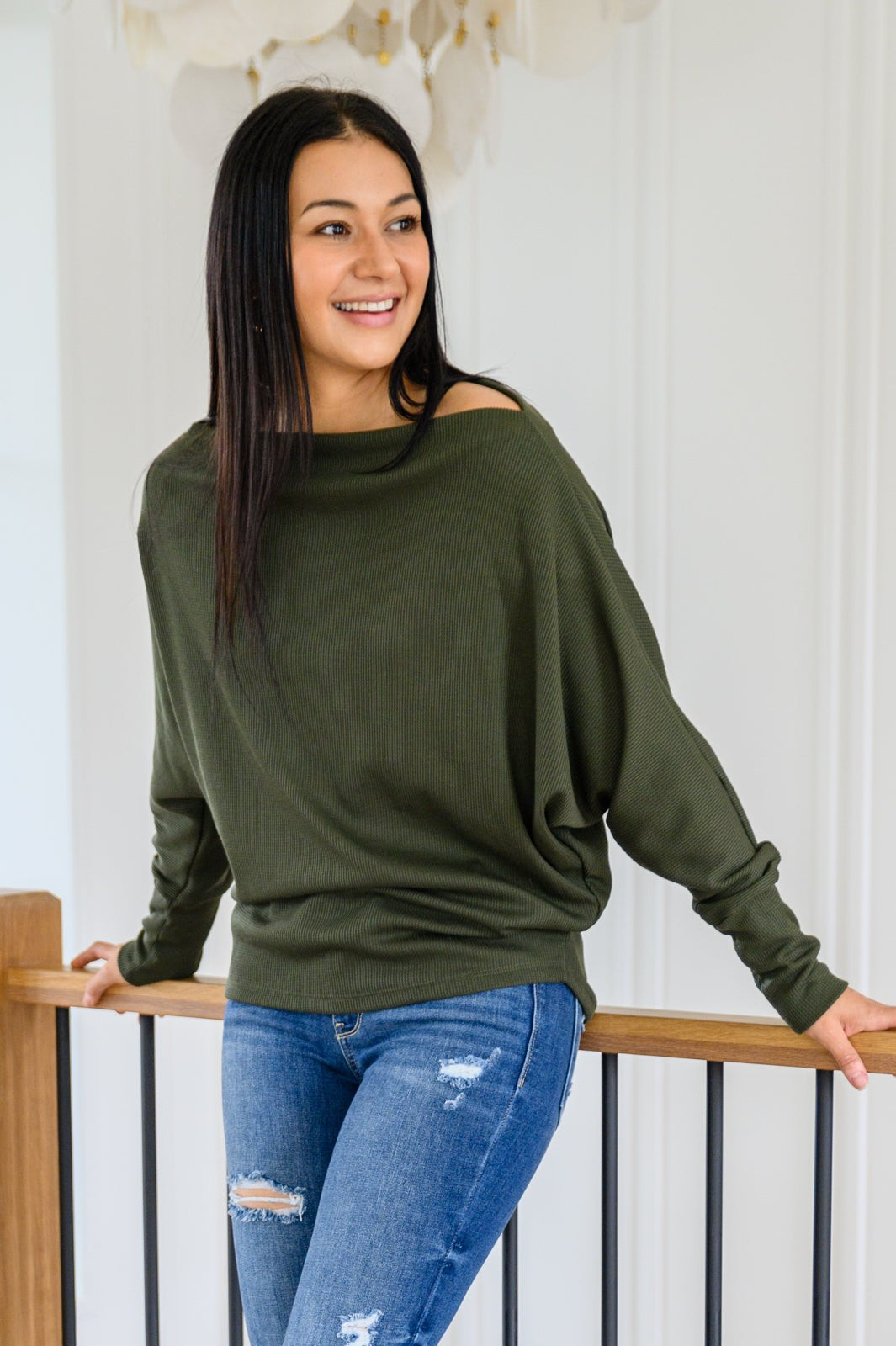 Spare Time Dolman Sleeve Solid Knit Top | Peppered with leopard
