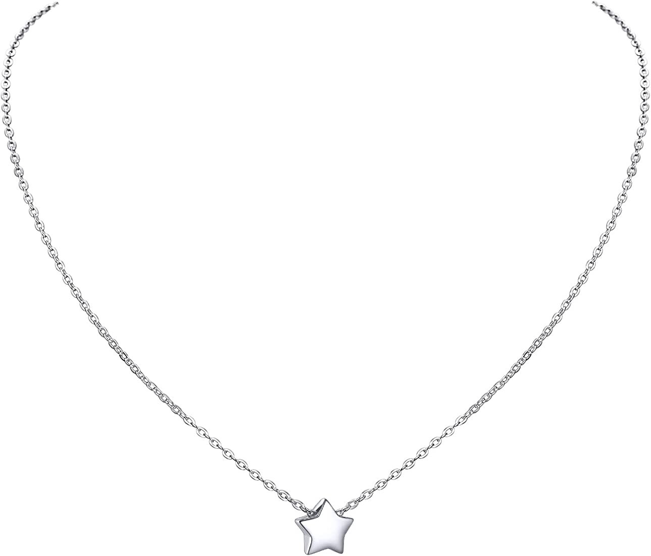 PROSILVER 925 Sterling Silver Dainty Necklace for Women, Heart/Cross/Round/Star/Moon/Triangle/Ver... | Amazon (US)