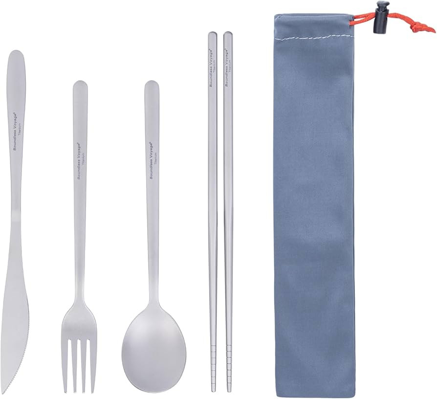 Boundless Voyage Titanium Cutlery Set Portable Camping Tableware Chopsticks Knife Fork Spoon Set ... | Amazon (US)