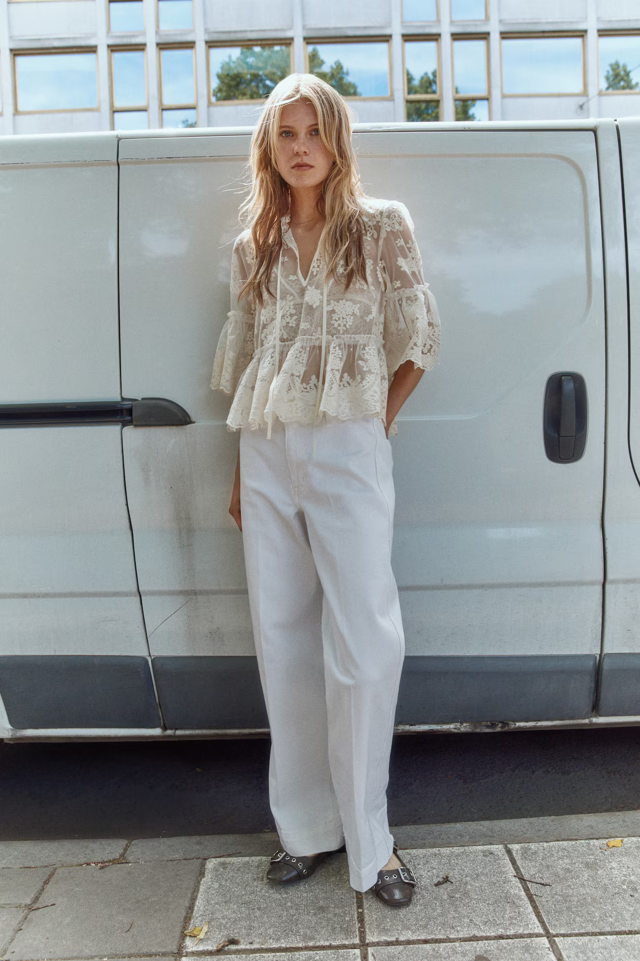 Wide High Jeans - White - Ladies | H&M GB | H&M (UK, MY, IN, SG, PH, TW, HK)