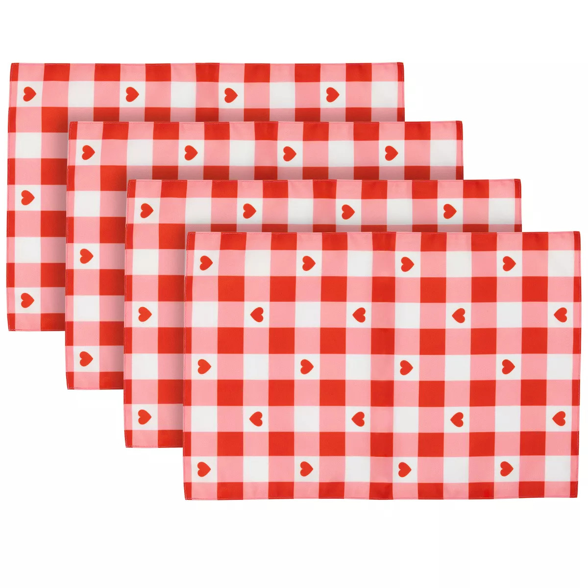 Northlight Set of 4 Checkered Hearts Valentine's Day Placemats 18" | Target