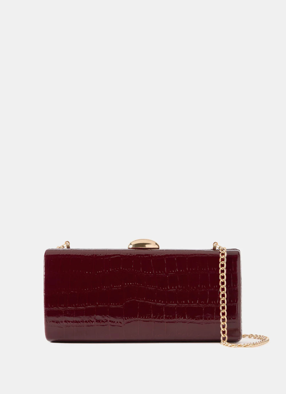 Hope Burgundy Structured Clutch Bag | Mint Velvet