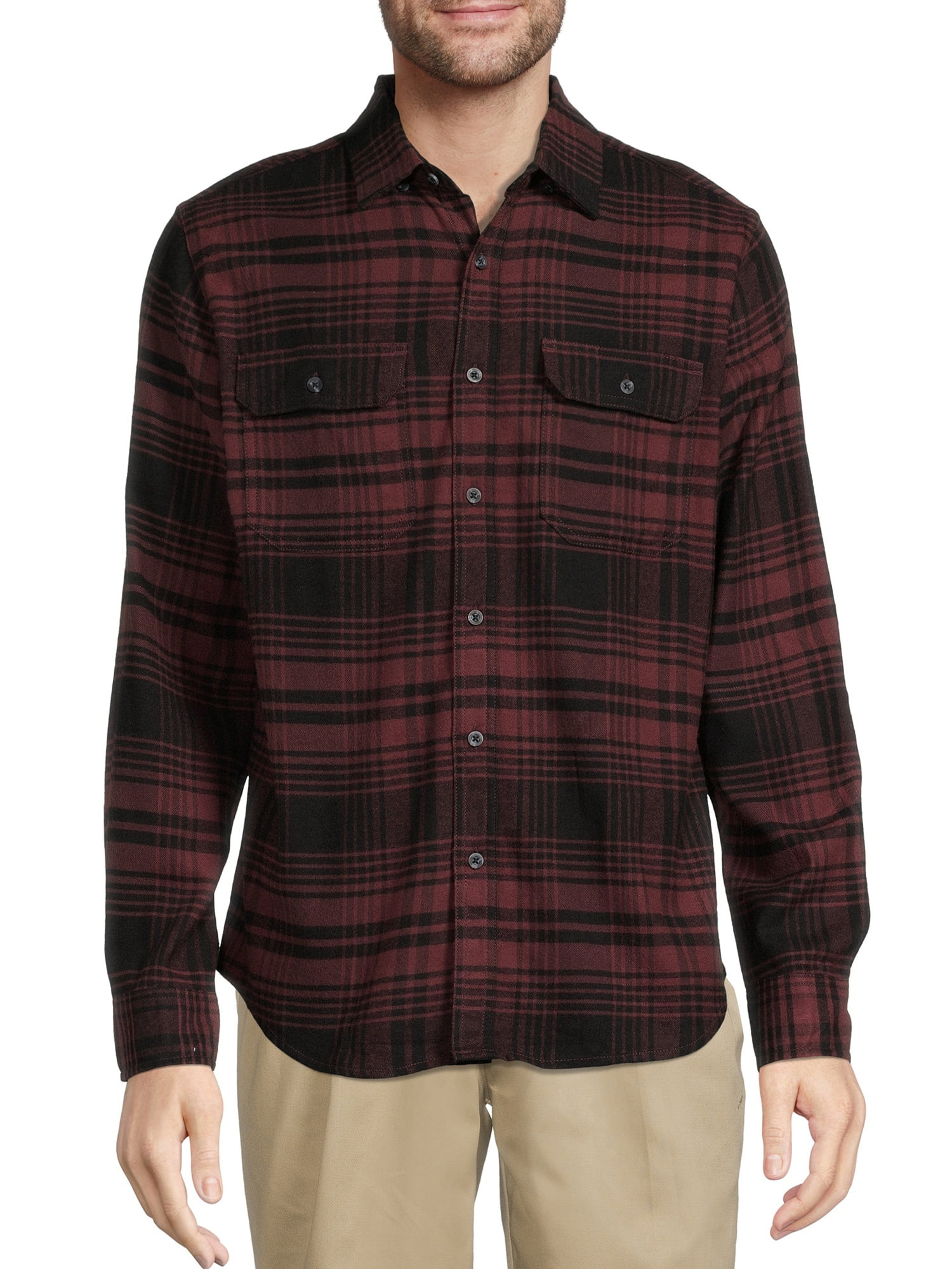 George Men's Long Sleeve Flannel Shirt - Walmart.com | Walmart (US)